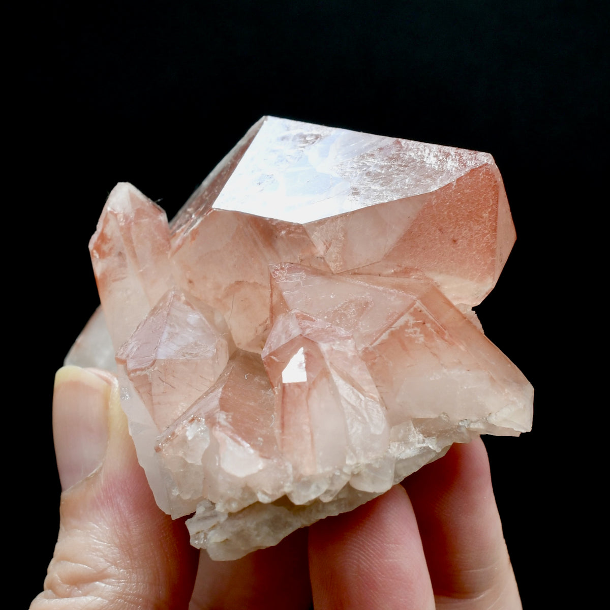 Isis Face Soulmate Strawberry Pink Lemurian Quartz Crystal Record Keepers, Brazil