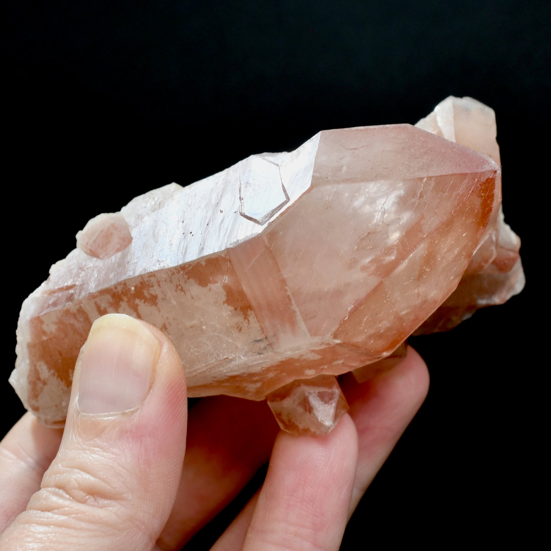 Isis Face Soulmate Strawberry Pink Lemurian Quartz Crystal Record Keepers, Brazil