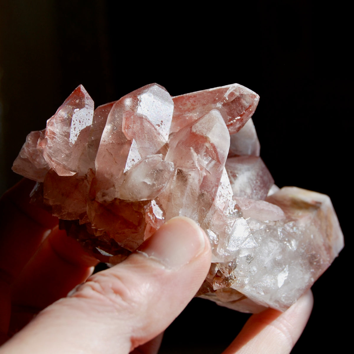Tantric Twin Strawberry Pink Scarlet Temple Lemurian Quartz Crystal Cluster Dreamsicle