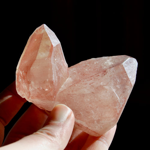 Twin Flame Strawberry Pink Lemurian Quartz Crystal Cluster