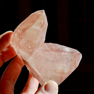 3in 199g Twin Flame Strawberry Pink Lemurian Quartz Crystal Cluster Dreamsicle Starbrary, Serra do Cabral, Brazil