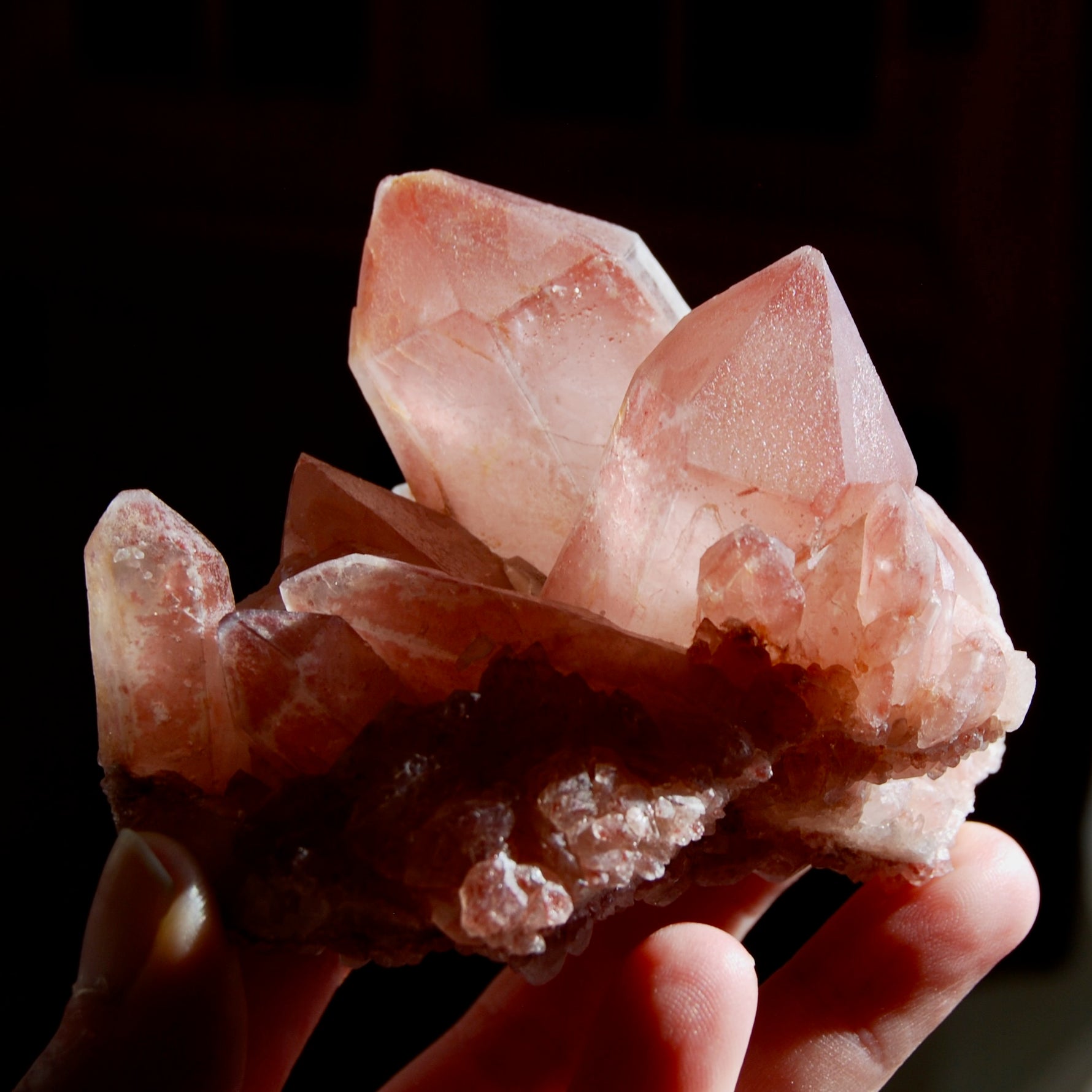  Isis Face Tantric Twin Soulmate Strawberry Pink Lemurian Quartz Crystal Cluster Dreamsicle