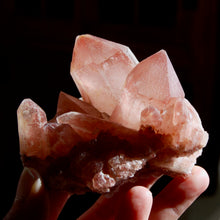 Load image into Gallery viewer,  Isis Face Tantric Twin Soulmate Strawberry Pink Lemurian Quartz Crystal Cluster Dreamsicle
