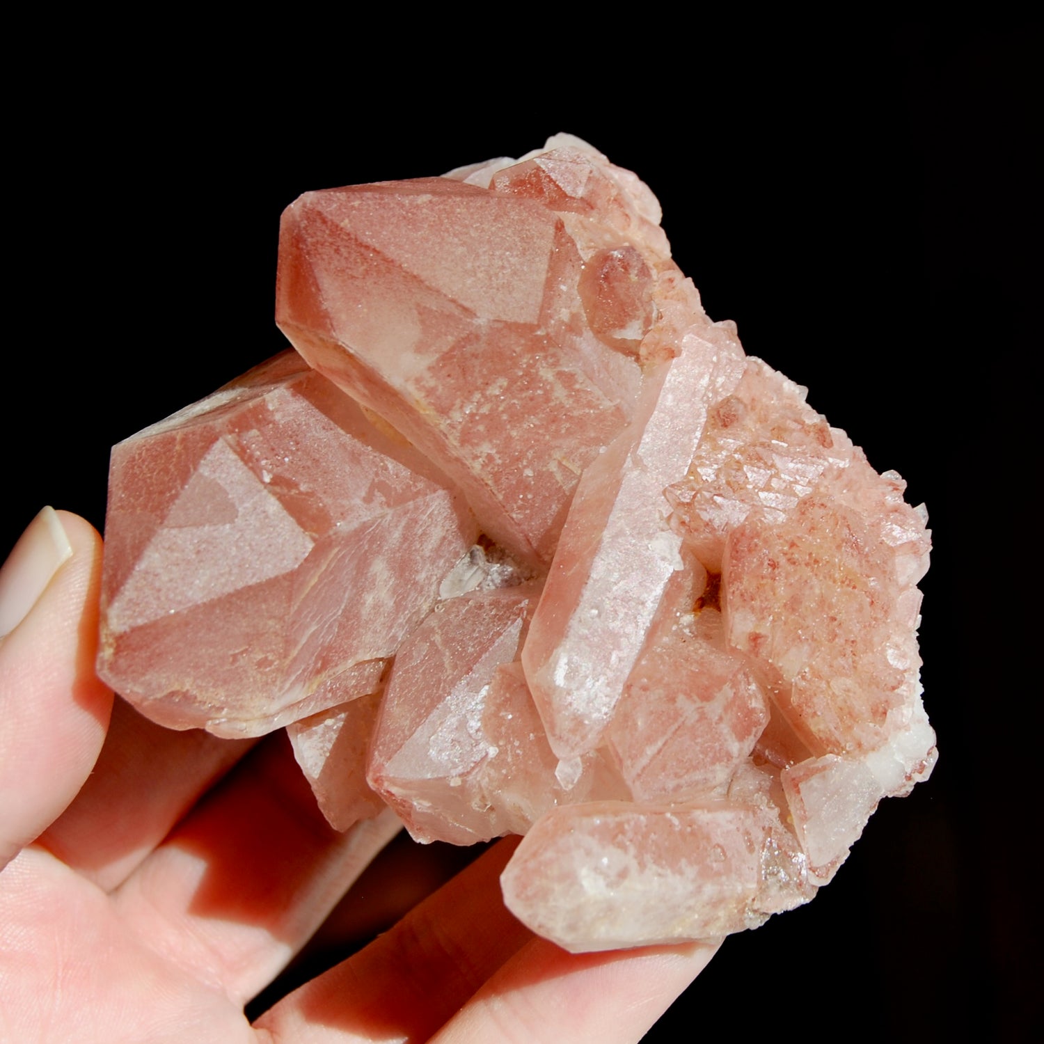  Isis Face Tantric Twin Soulmate Strawberry Pink Lemurian Quartz Crystal Cluster Dreamsicle
