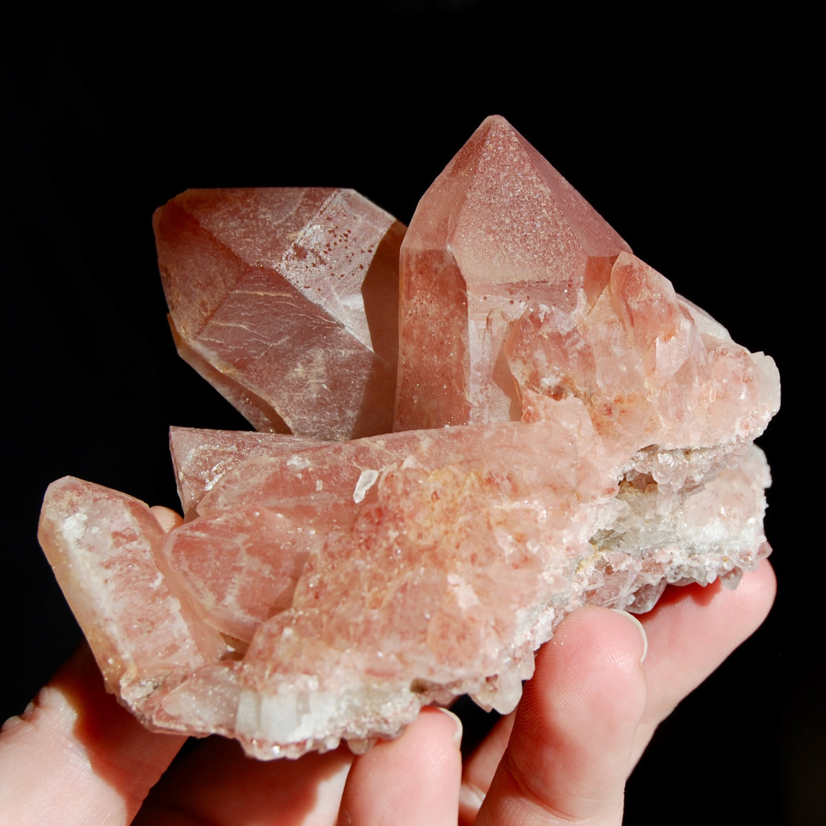  Isis Face Tantric Twin Soulmate Strawberry Pink Lemurian Quartz Crystal Cluster Dreamsicle