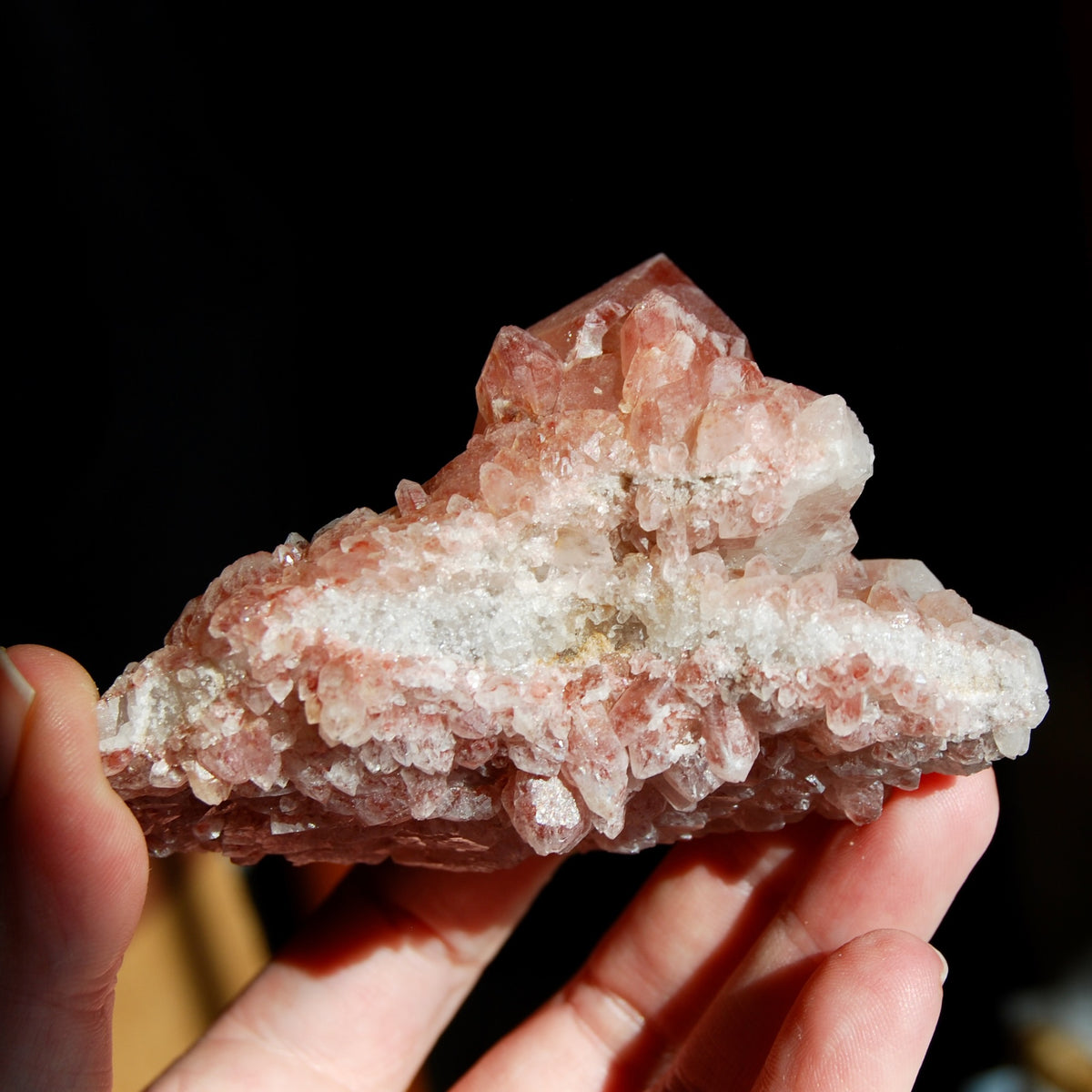  Isis Face Tantric Twin Soulmate Strawberry Pink Lemurian Quartz Crystal Cluster Dreamsicle
