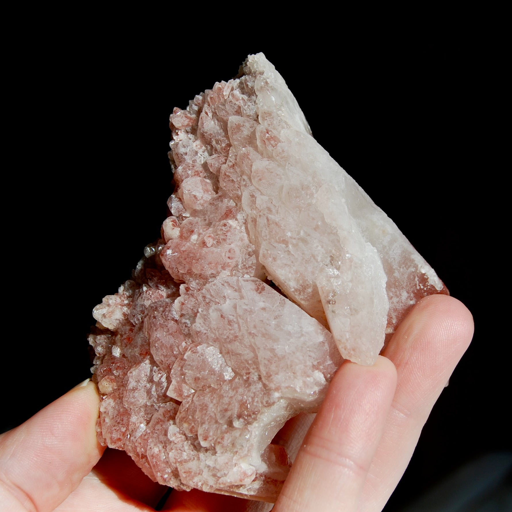  Isis Face Tantric Twin Soulmate Strawberry Pink Lemurian Quartz Crystal Cluster Dreamsicle