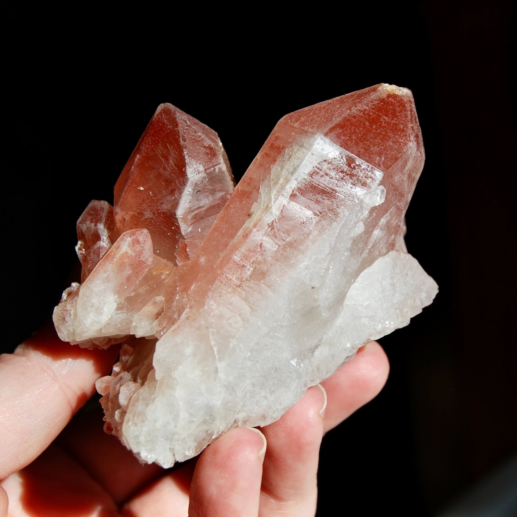  Isis Face Tantric Twin Soulmate Strawberry Pink Lemurian Quartz Crystal Cluster Dreamsicle