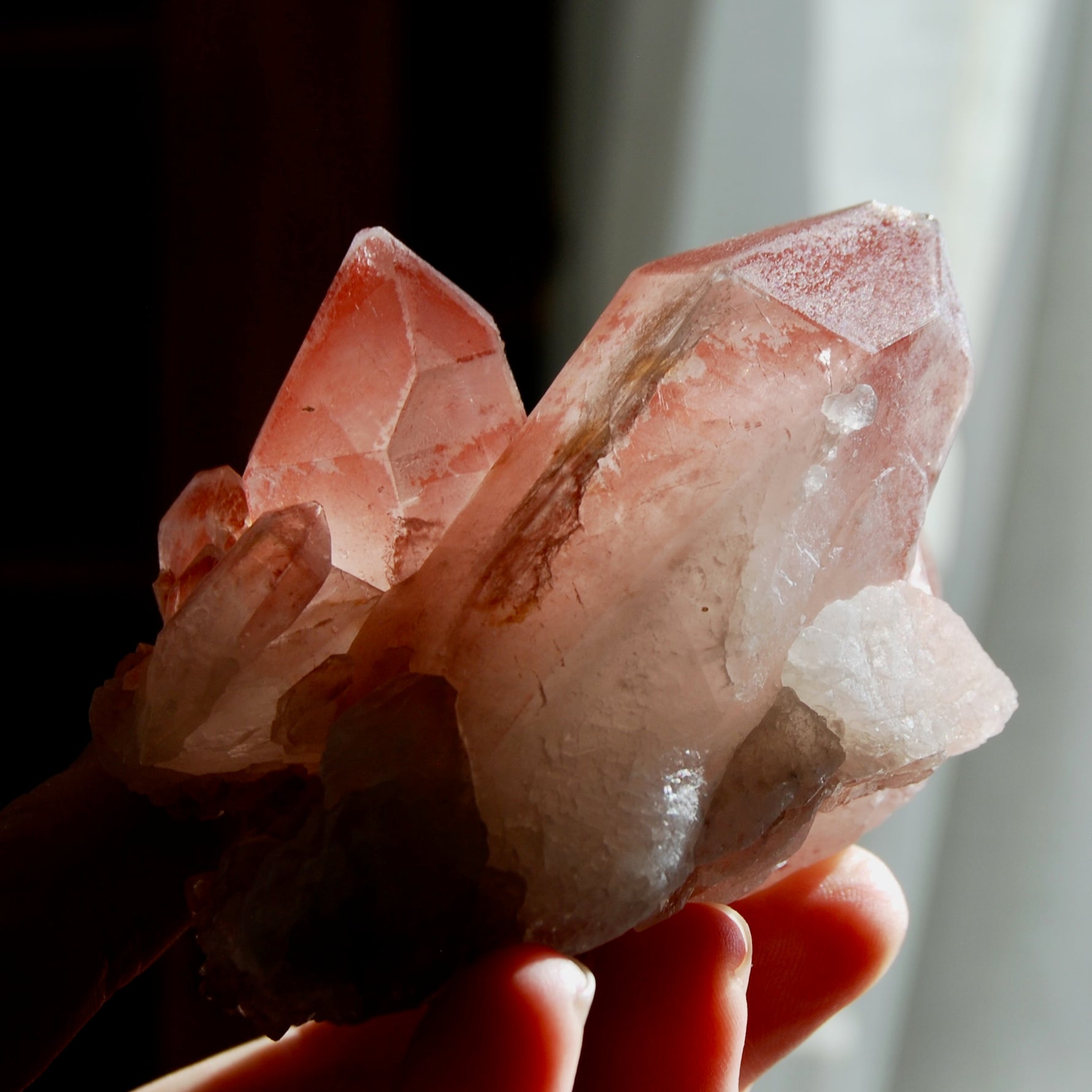  Isis Face Tantric Twin Soulmate Strawberry Pink Lemurian Quartz Crystal Cluster Dreamsicle