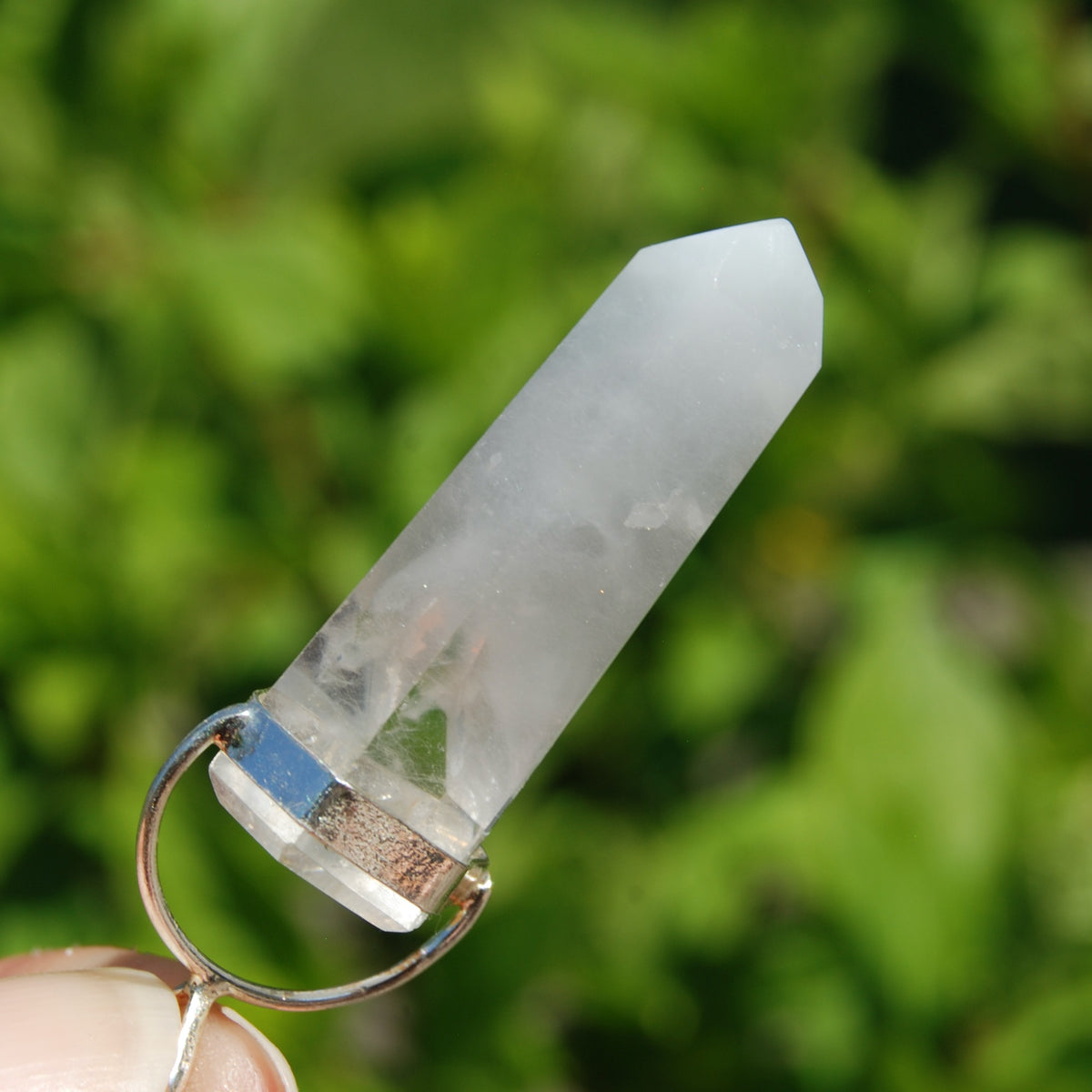 Blue Amphibole Quartz Crystal Pendant for Necklace