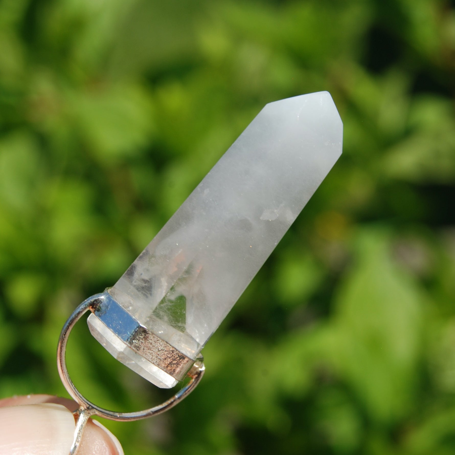 Blue Amphibole Quartz Crystal Pendant for Necklace
