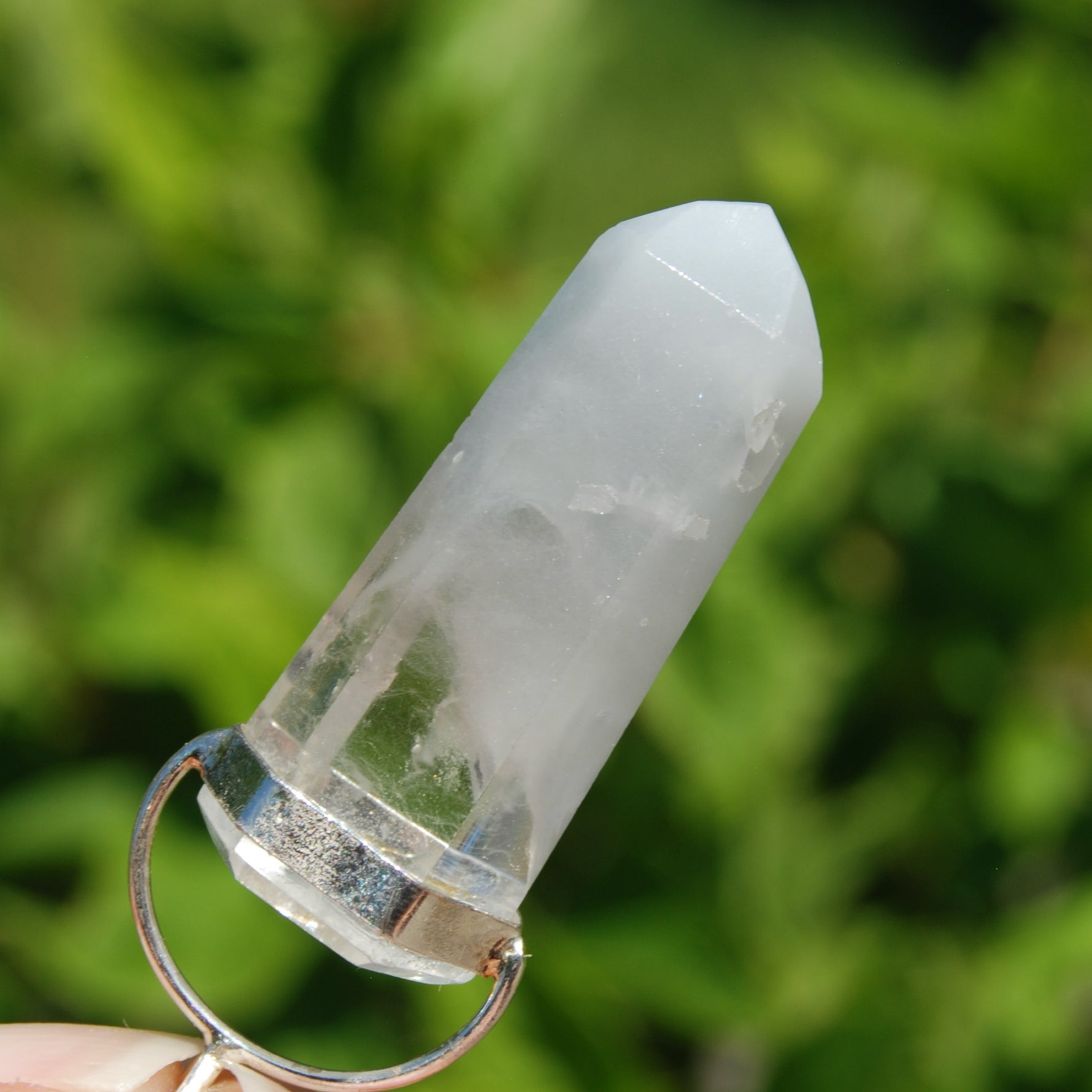 Blue Amphibole Quartz Crystal Pendant for Necklace