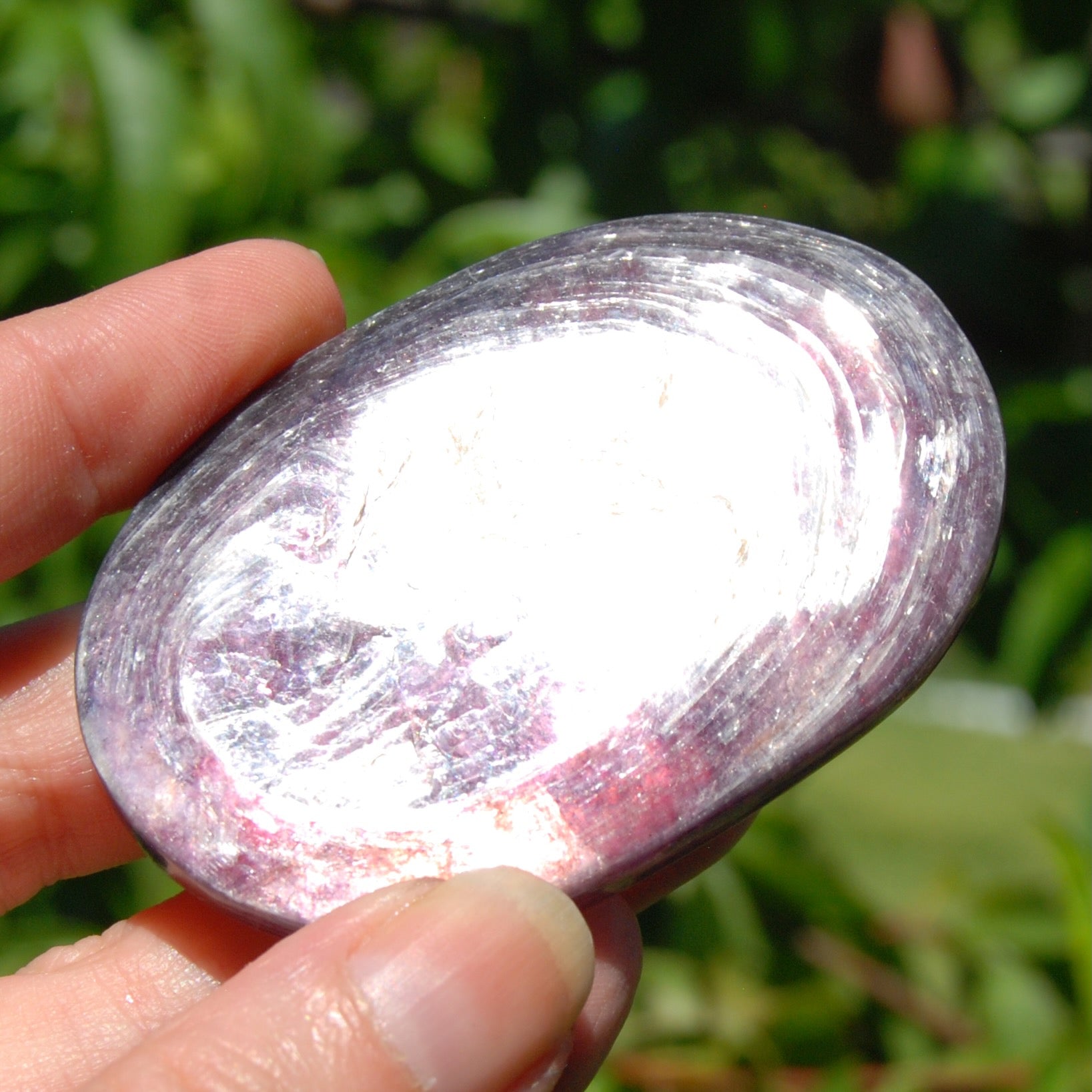 Gem Lepidolite Crystal Palm Stone