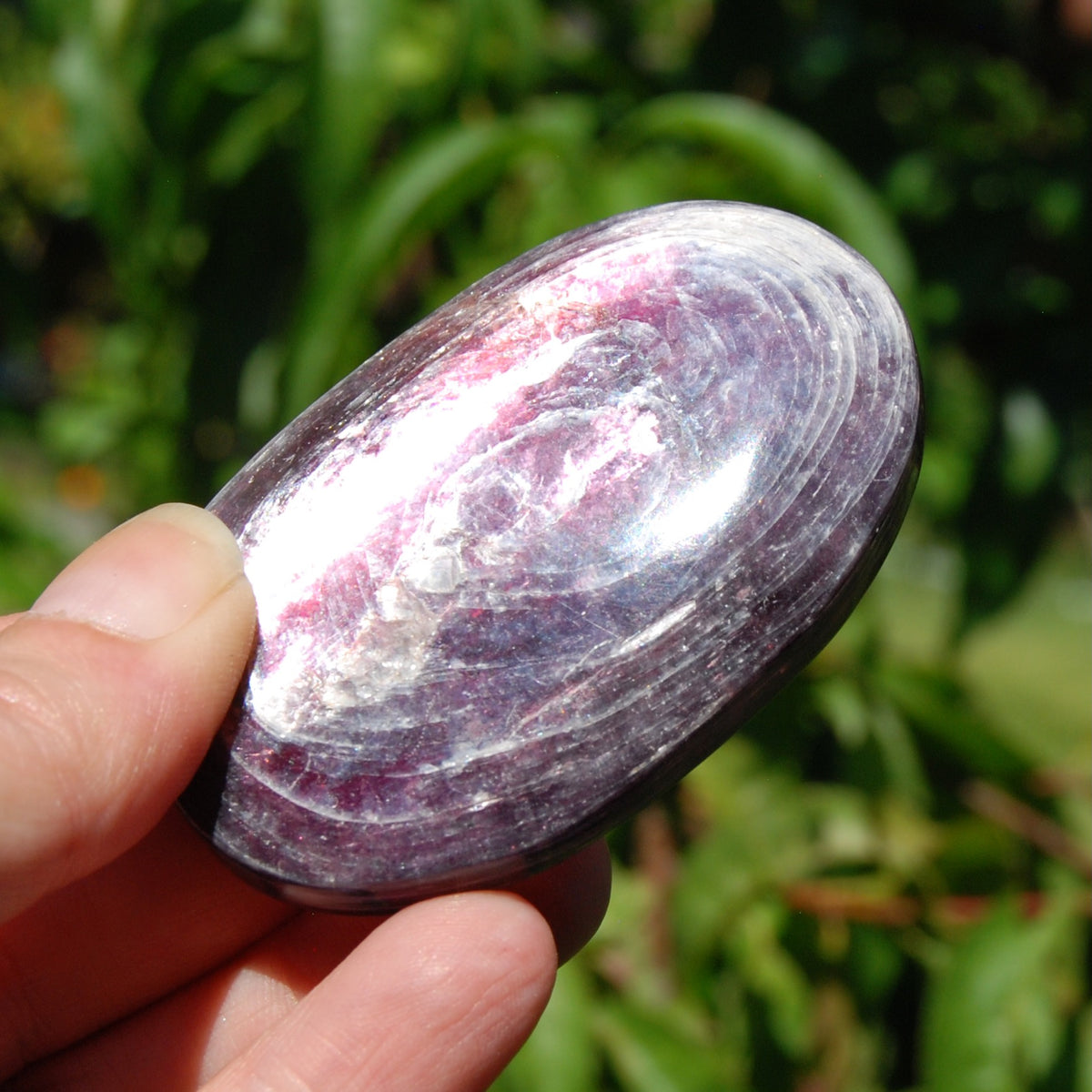 Gem Lepidolite Crystal Palm Stone