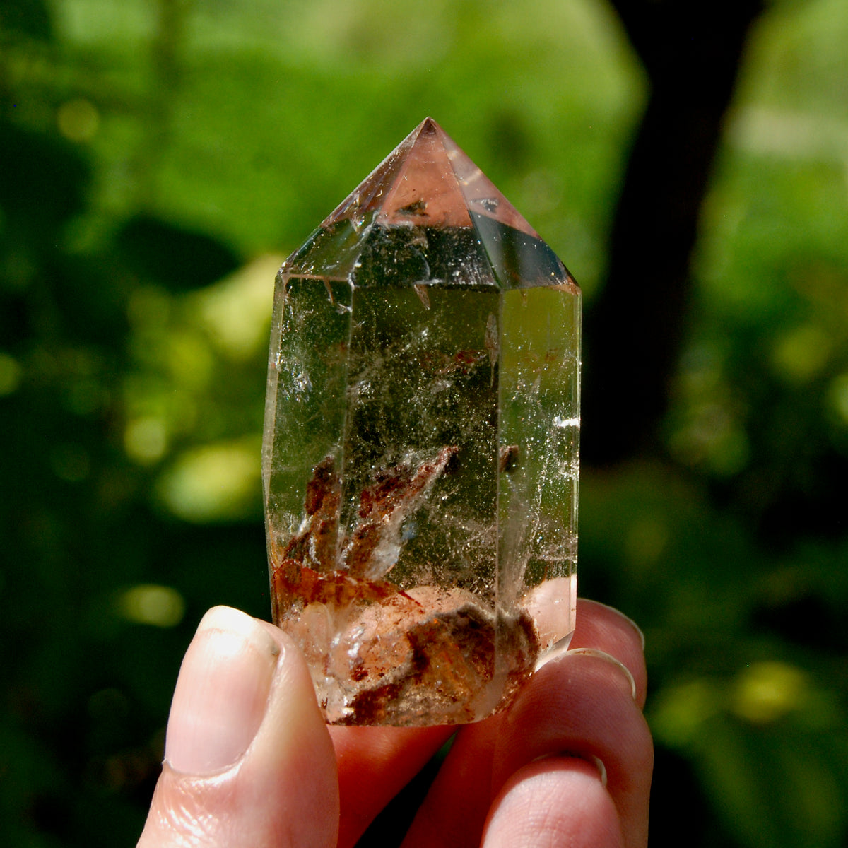 Red Gemmy Lodolite Crystal Tower, 62g Shamanic Dreamstone, Scenic Garden Quartz
