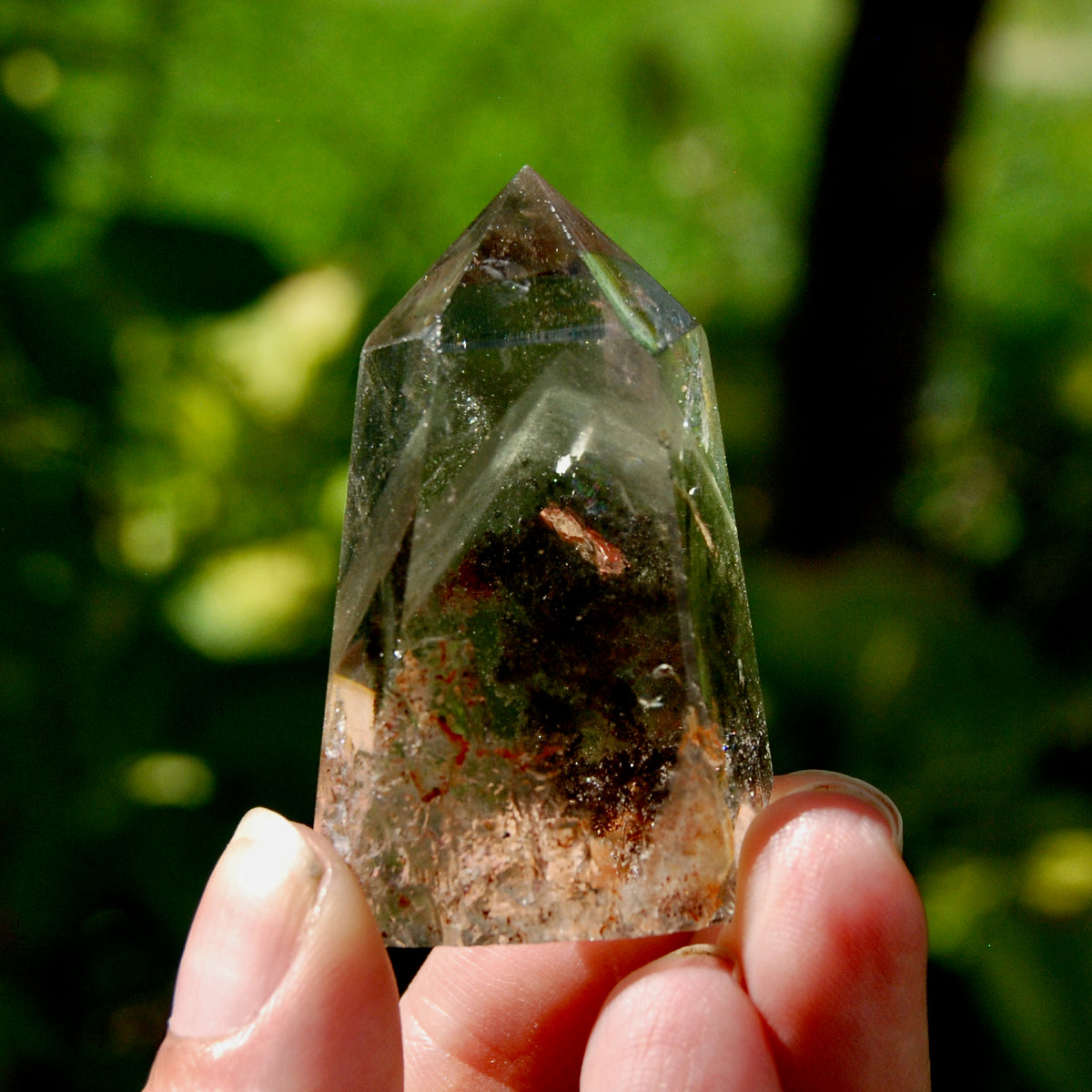Gemmy Lodolite Crystal Tower, 47g Phantom Pyramid Shamanic Dreamstone, Scenic Garden Quartz