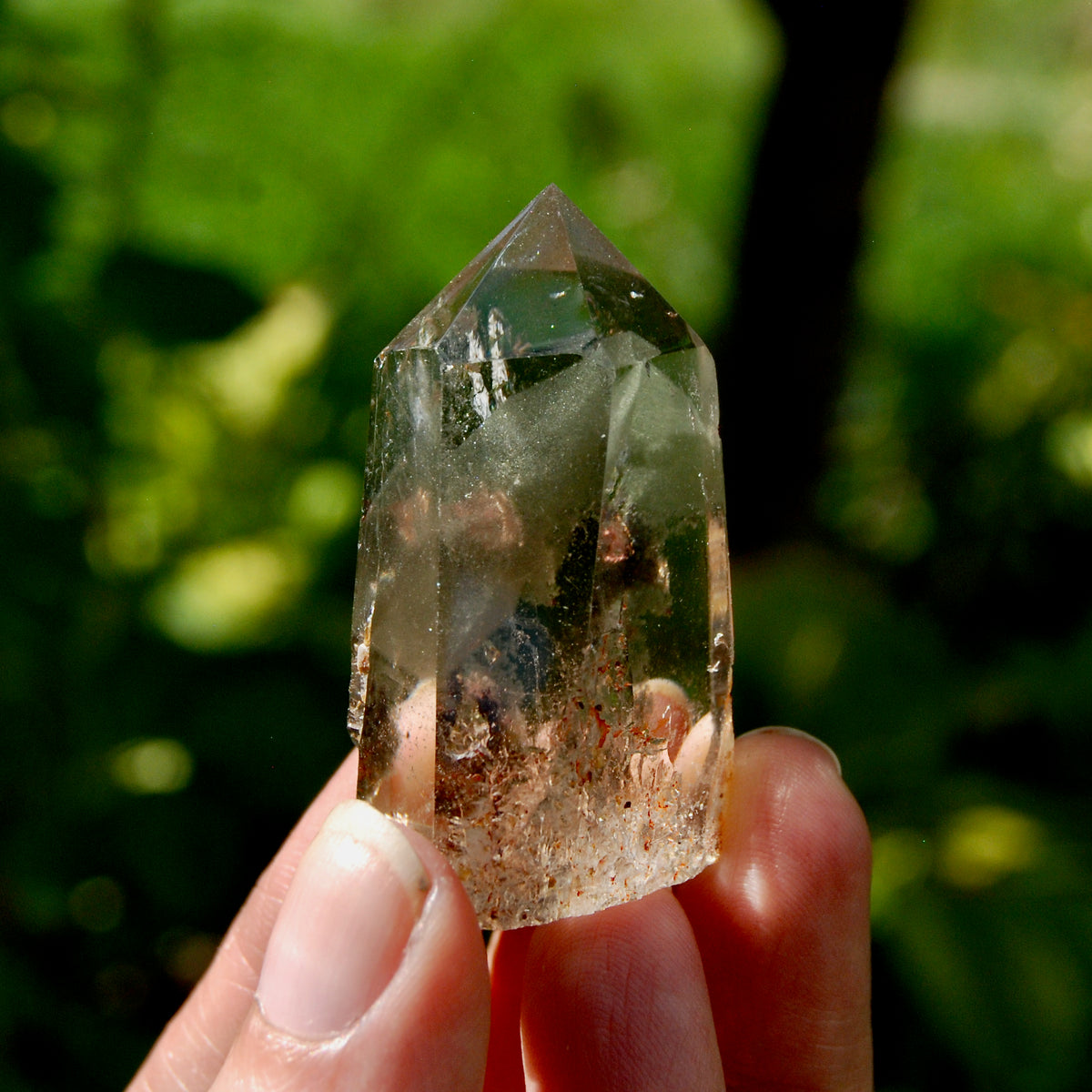 Gemmy Lodolite Crystal Tower, 47g Phantom Pyramid Shamanic Dreamstone, Scenic Garden Quartz