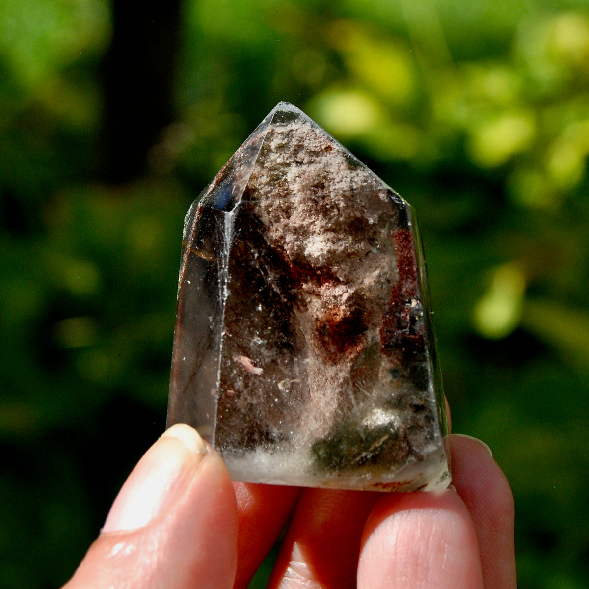 Gemmy Lodolite Crystal Tower, 43g Phantom Pyramid Shamanic Dreamstone, Scenic Garden Quartz