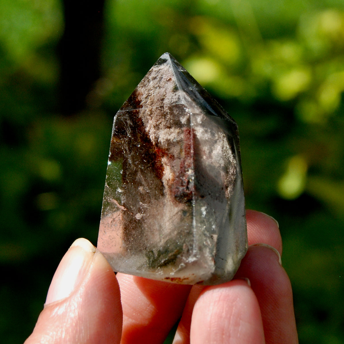 Gemmy Lodolite Crystal Tower, 43g Phantom Pyramid Shamanic Dreamstone, Scenic Garden Quartz