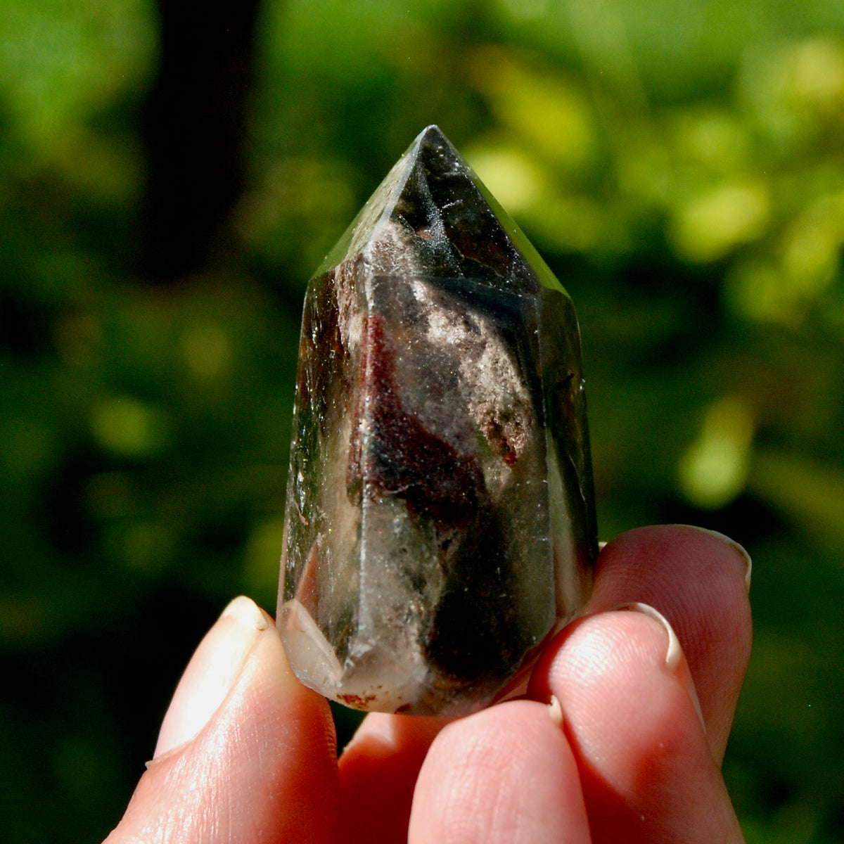 Gemmy Lodolite Crystal Tower, 43g Phantom Pyramid Shamanic Dreamstone, Scenic Garden Quartz