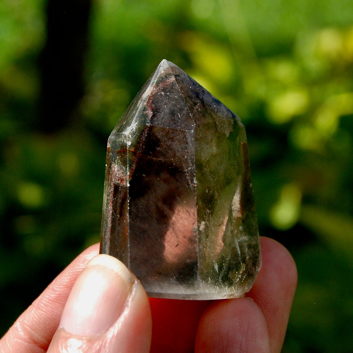Gemmy Lodolite Crystal Tower, 43g Phantom Pyramid Shamanic Dreamstone, Scenic Garden Quartz