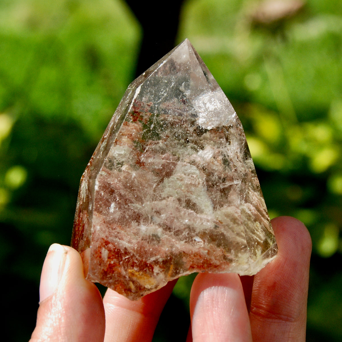 Red Lodolite Crystal Tower, 124g Shamanic Dreamstone, Scenic Garden Quartz