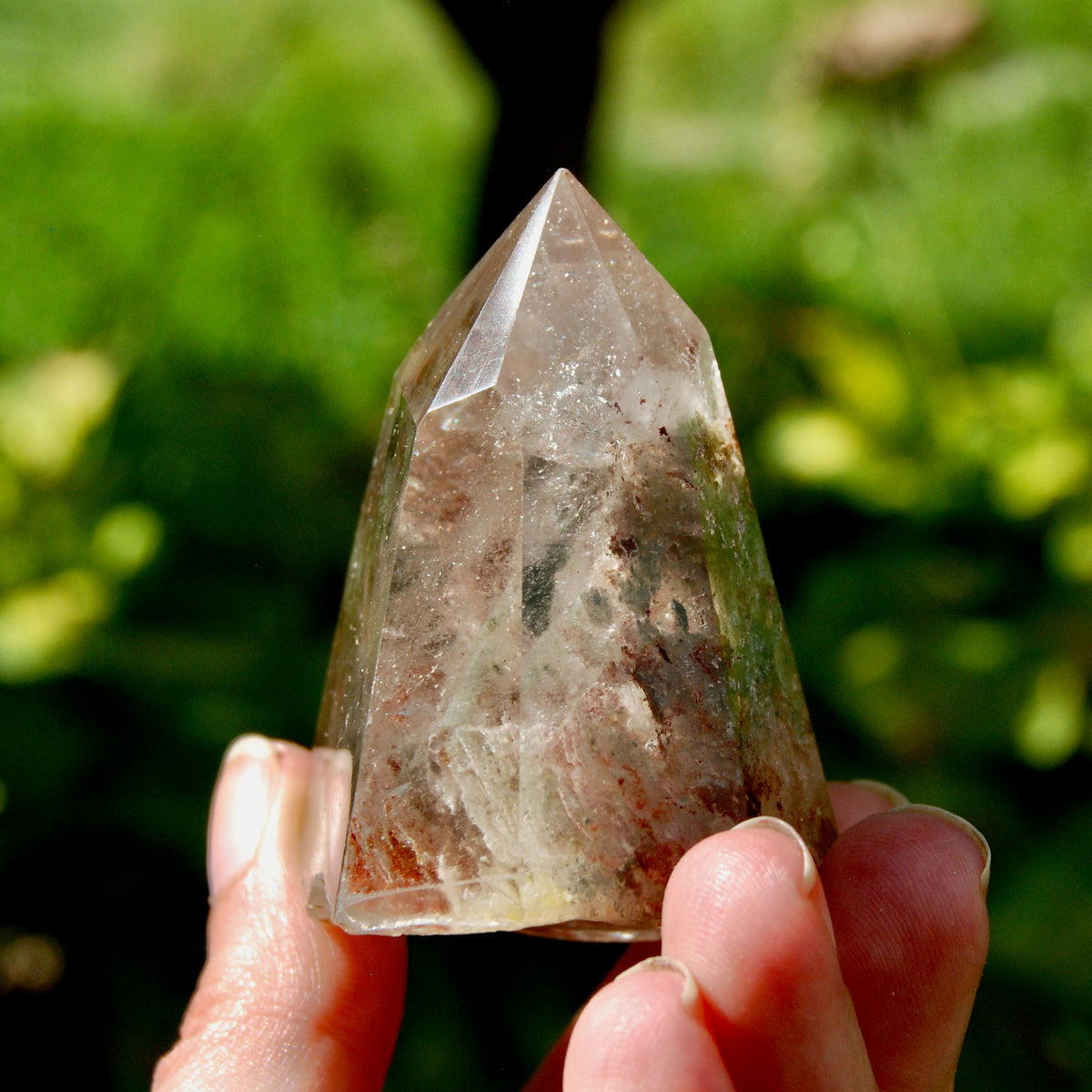Red Lodolite Crystal Tower, 124g Shamanic Dreamstone, Scenic Garden Quartz