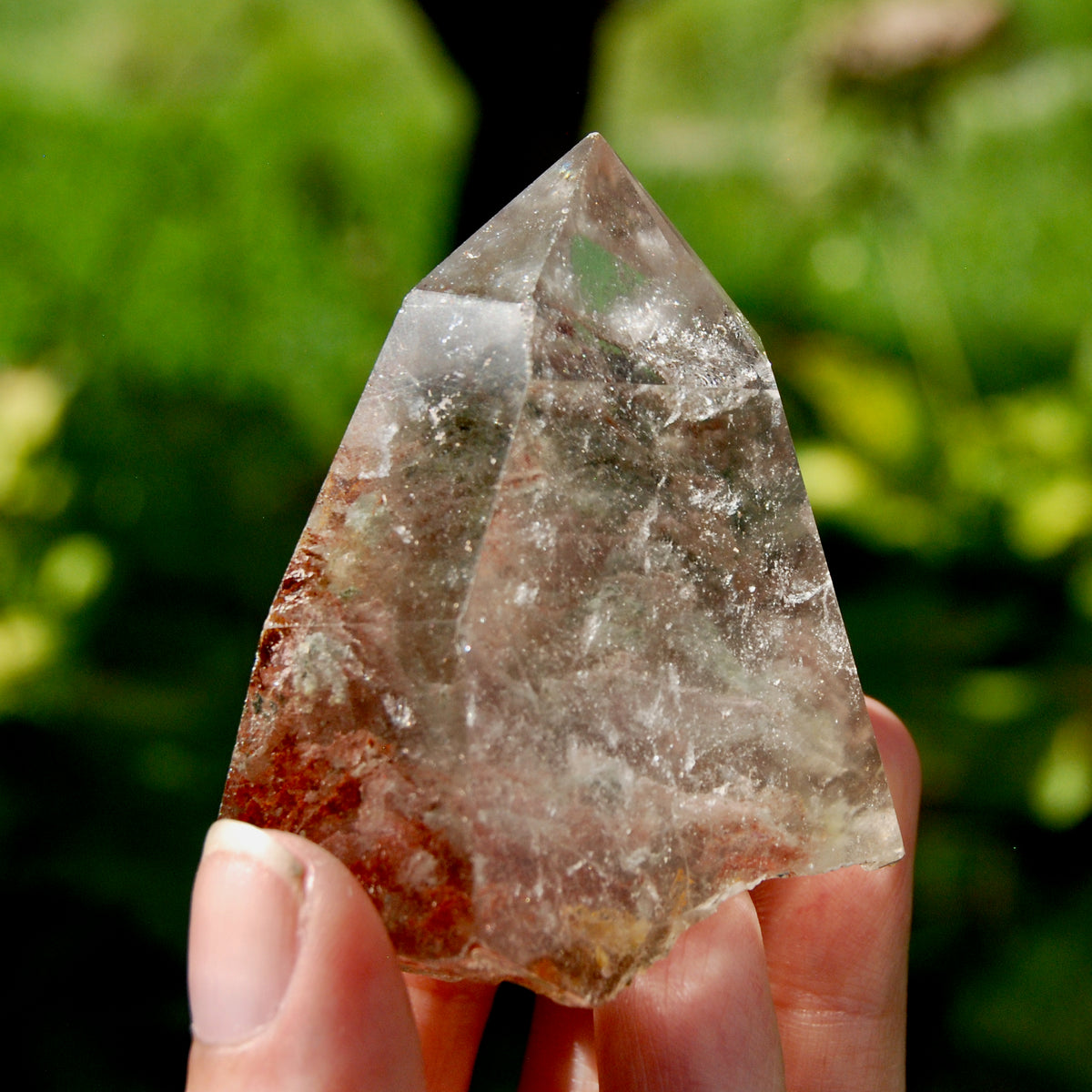 Red Lodolite Crystal Tower, 124g Shamanic Dreamstone, Scenic Garden Quartz