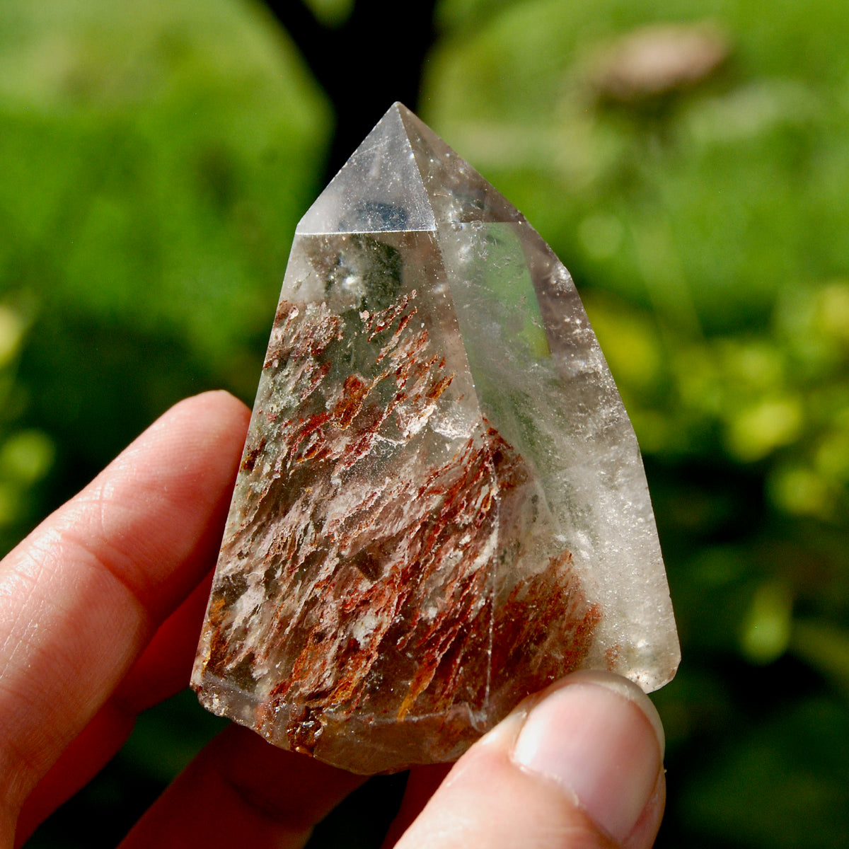 Red Lodolite Crystal Tower, 124g Shamanic Dreamstone, Scenic Garden Quartz