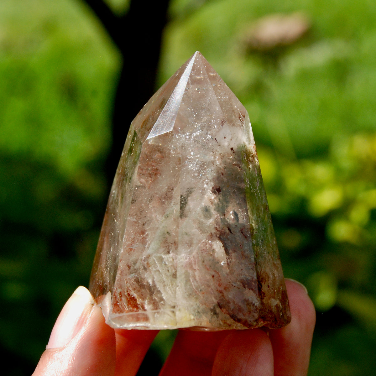 Red Lodolite Crystal Tower, 124g Shamanic Dreamstone, Scenic Garden Quartz