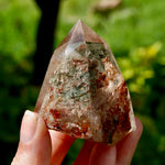 Red Lodolite Crystal Tower, 124g Shamanic Dreamstone, Scenic Garden Quartz