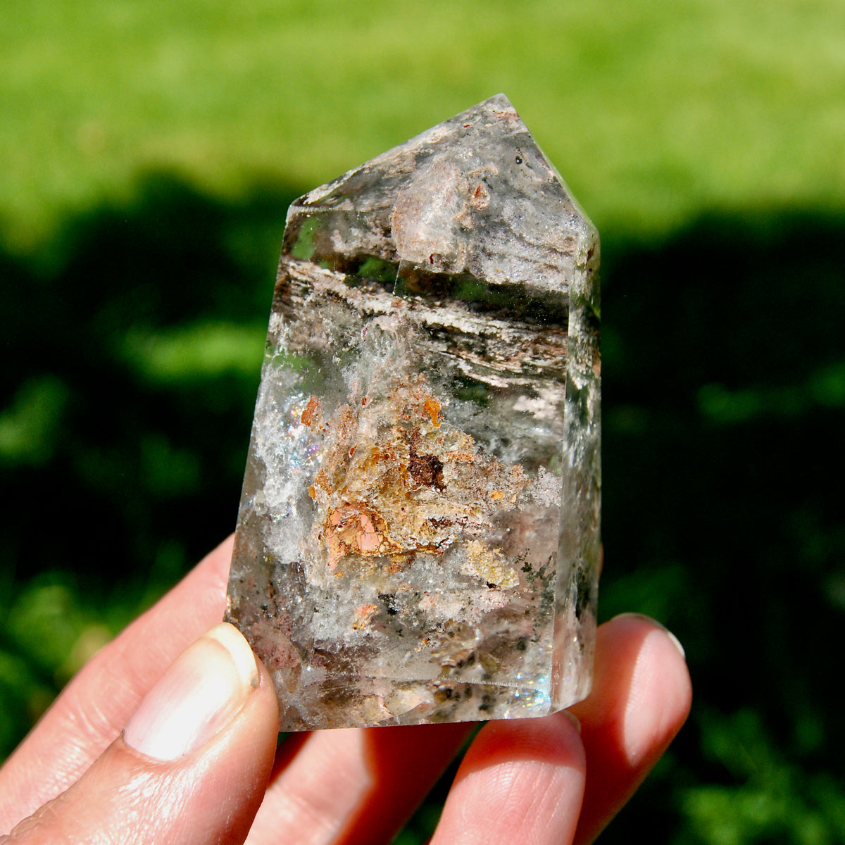 Gemmy Lodolite Crystal Tower, 118g Shamanic Dreamstone, Scenic Garden Quartz