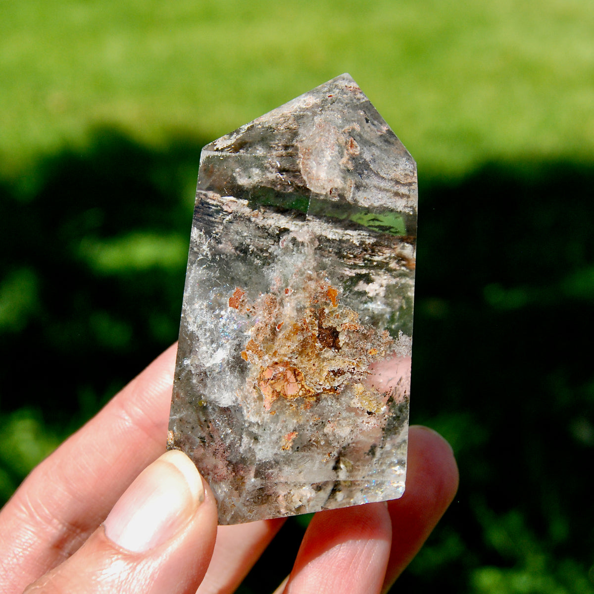 Gemmy Lodolite Crystal Tower, 118g Shamanic Dreamstone, Scenic Garden Quartz