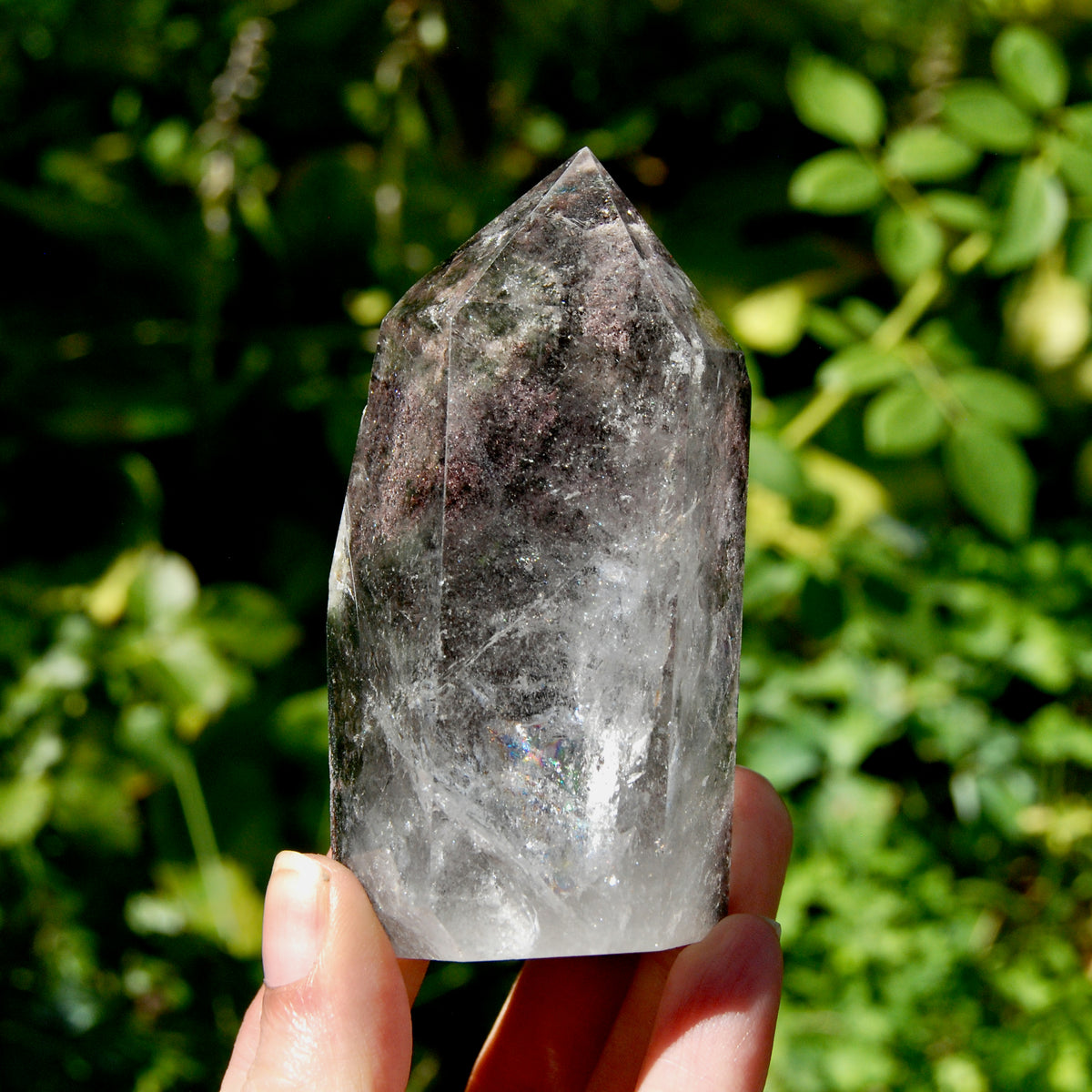 3.6in Lodolite Crystal Tower, 258g Shamanic Dreamstone, Scenic Garden Quartz, Brazil