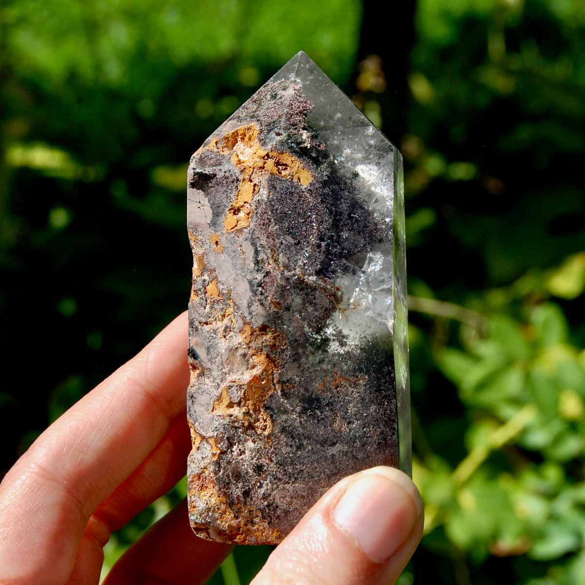 3.6in Lodolite Crystal Tower, 258g Shamanic Dreamstone, Scenic Garden Quartz, Brazil
