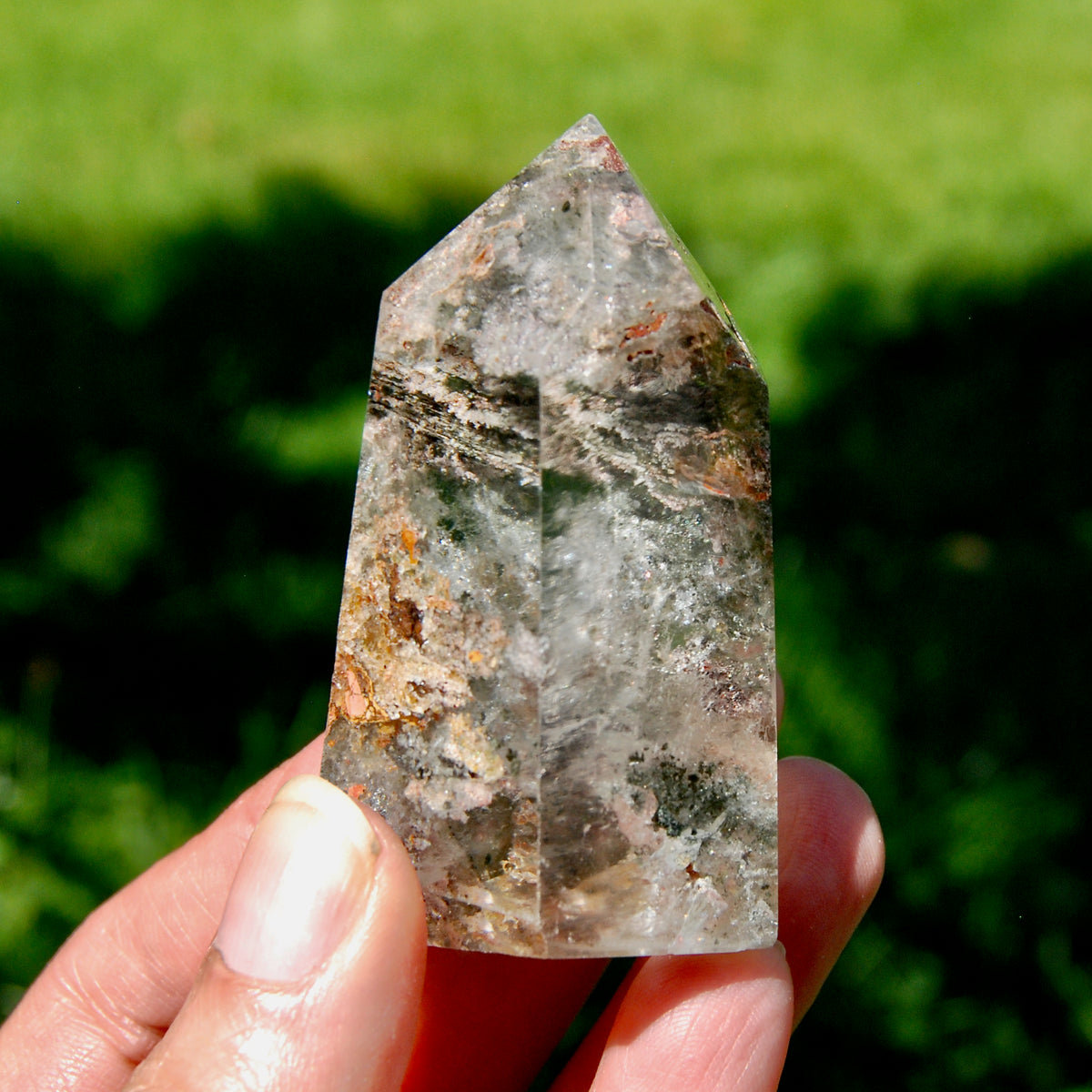 Gemmy Lodolite Crystal Tower, 118g Shamanic Dreamstone, Scenic Garden Quartz