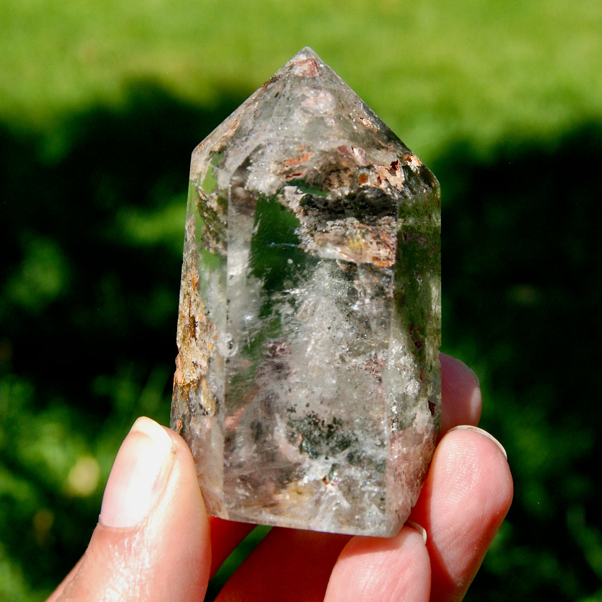 Gemmy Lodolite Crystal Tower, 118g Shamanic Dreamstone, Scenic Garden Quartz