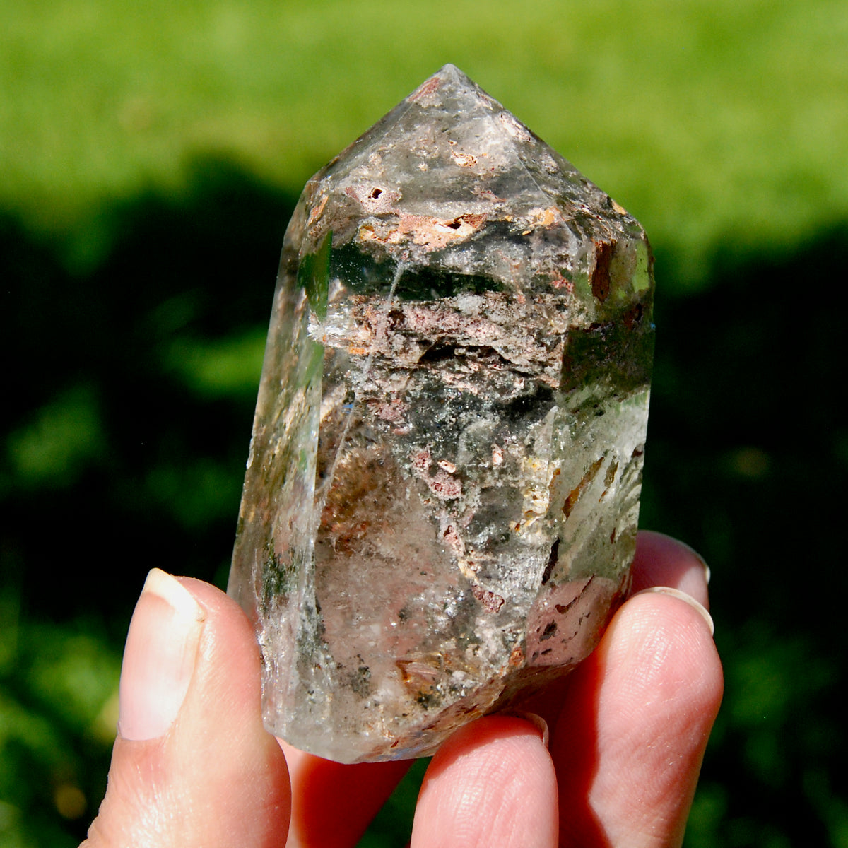 Gemmy Lodolite Crystal Tower, 118g Shamanic Dreamstone, Scenic Garden Quartz