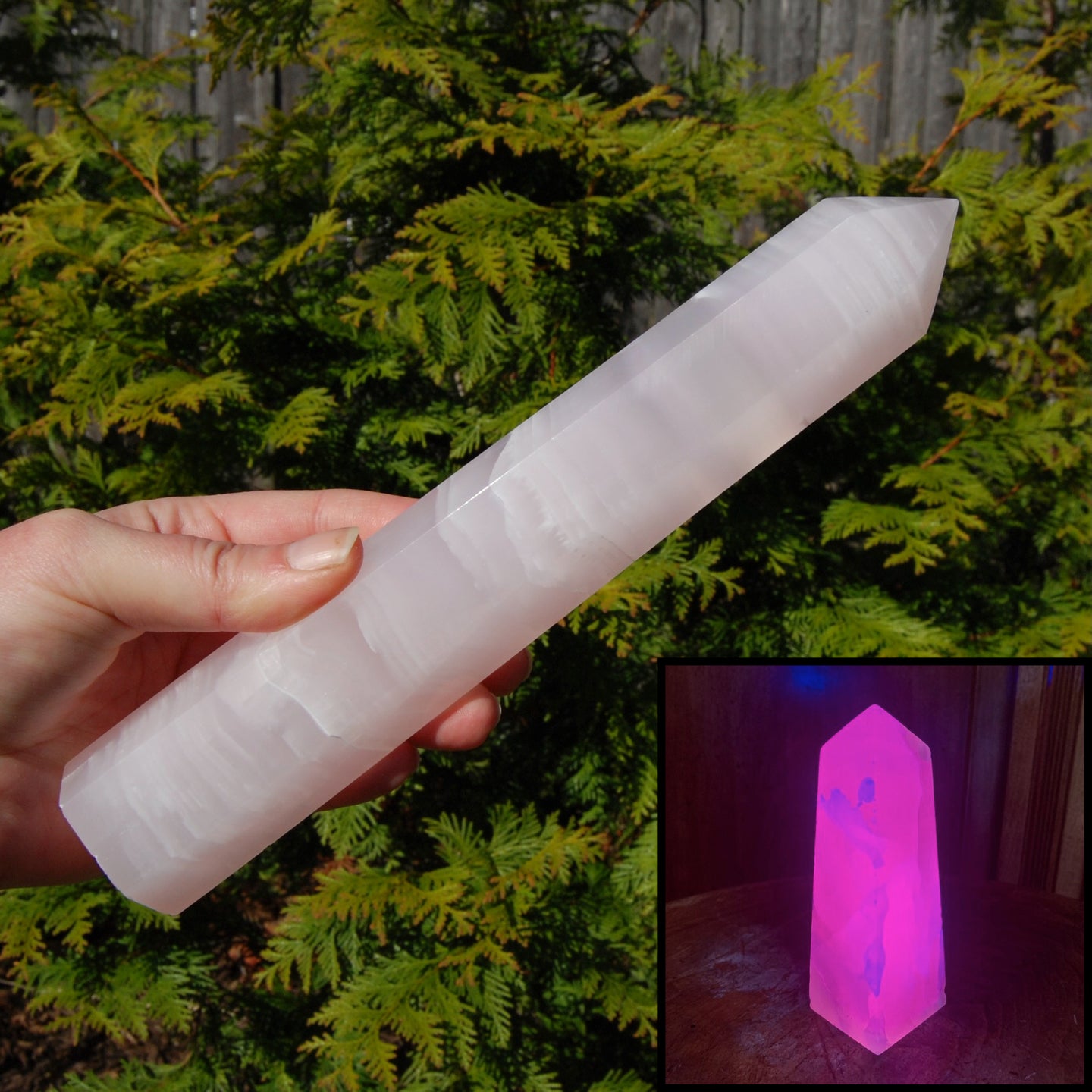 XL Pink Mangano Calcite Crystal Tower