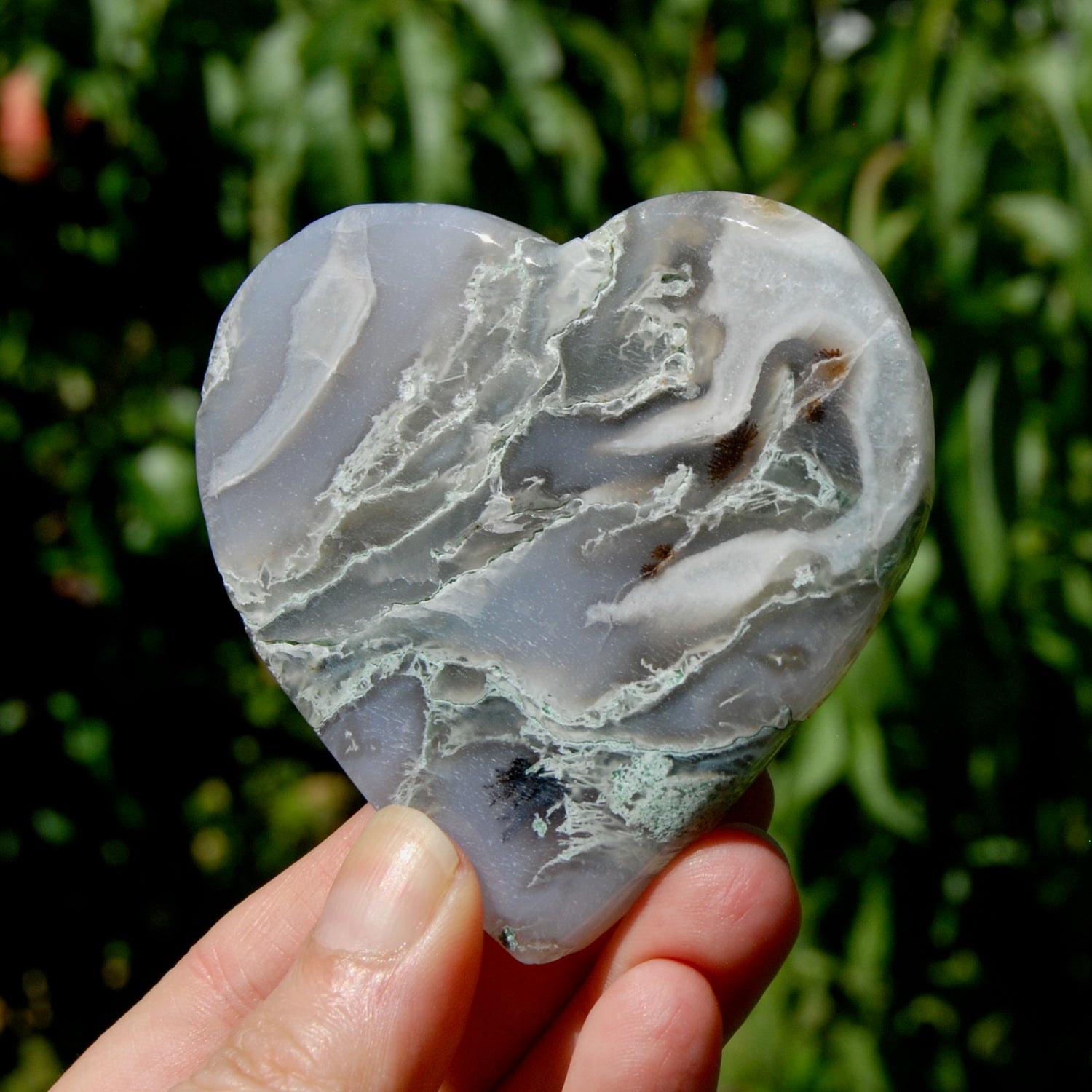 Moss Agate Crystal Heart