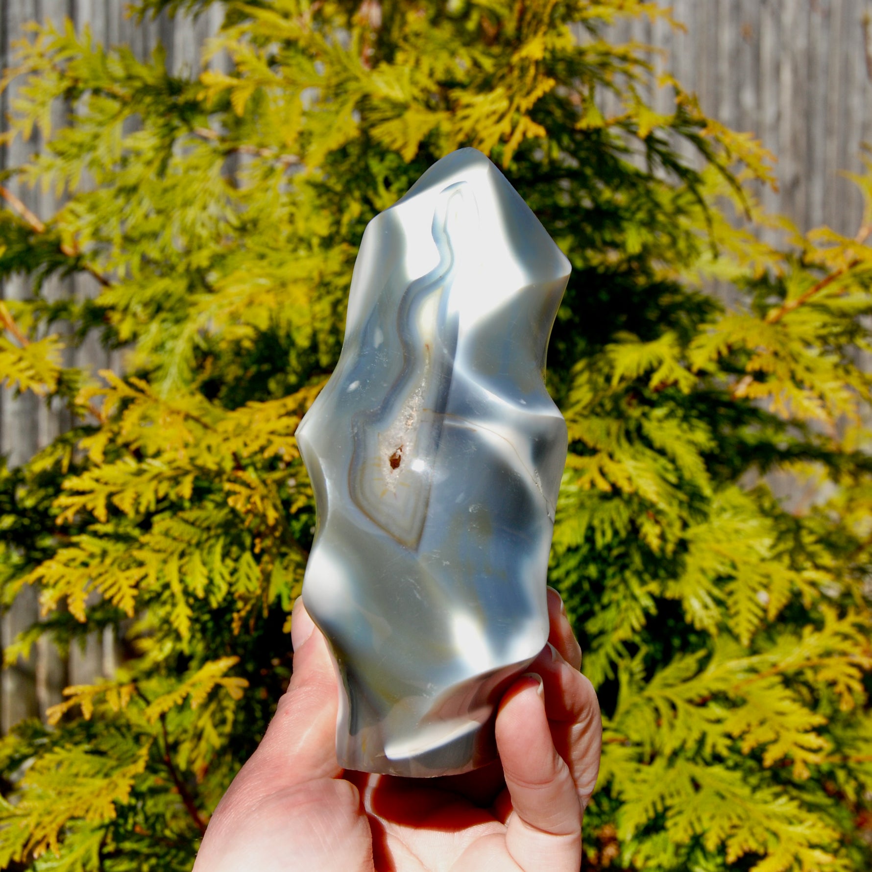 Orca Agate Crystal Flame Tower