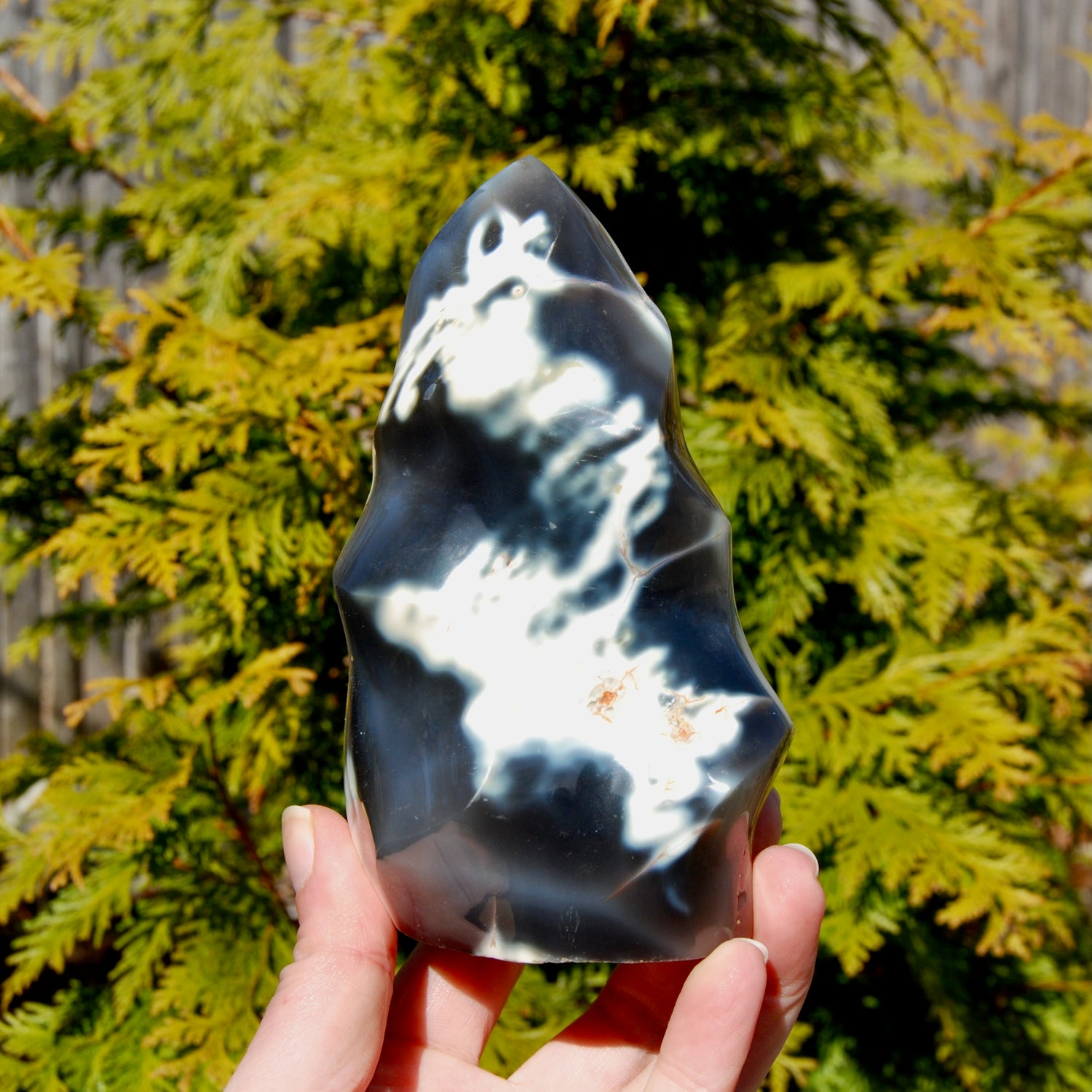 Orca Agate Crystal Flame Tower