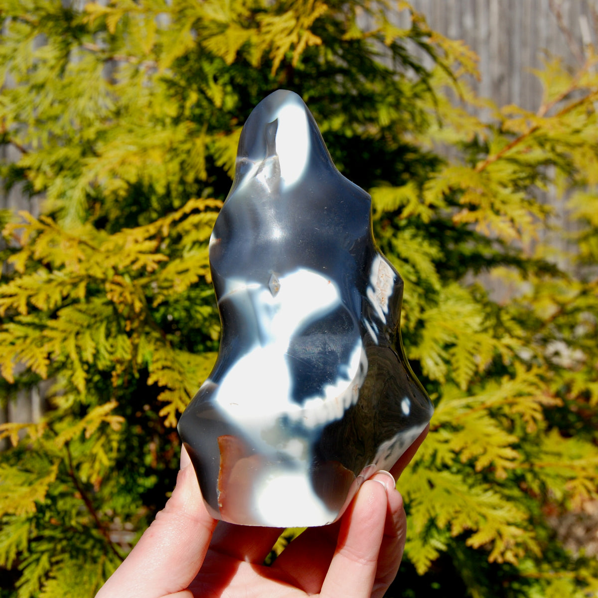 Orca Agate Crystal Flame Tower