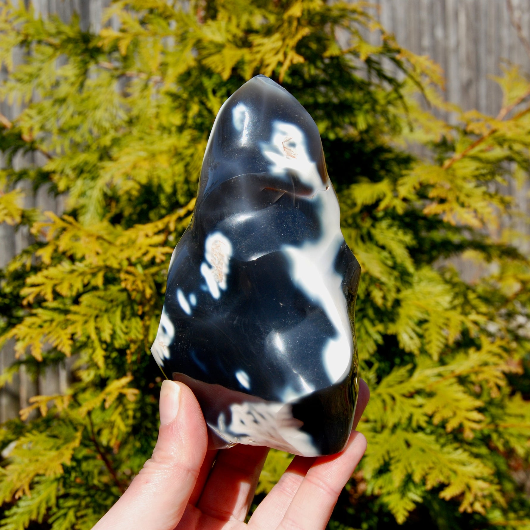 Orca Agate Crystal Flame Tower