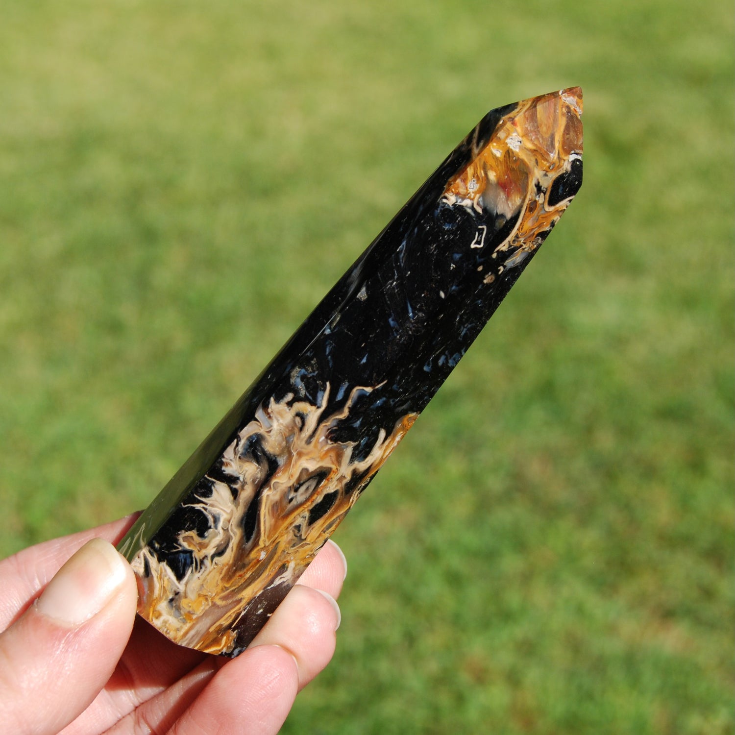 Fossilized Palm Root Crystal Tower