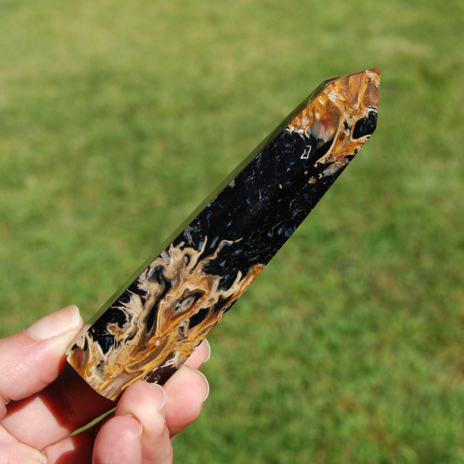 Fossilized Palm Root Crystal Tower