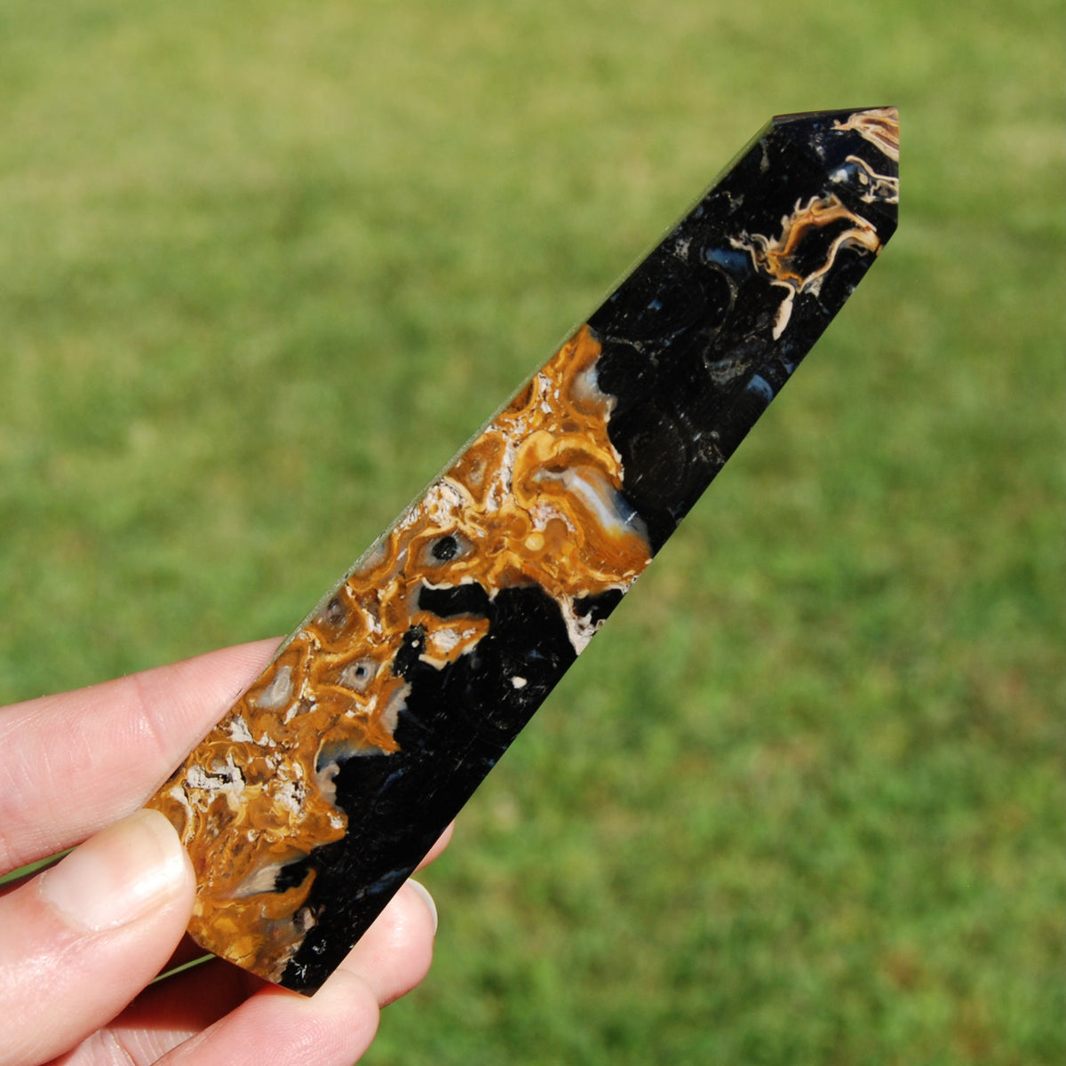 Fossilized Palm Root Crystal Tower