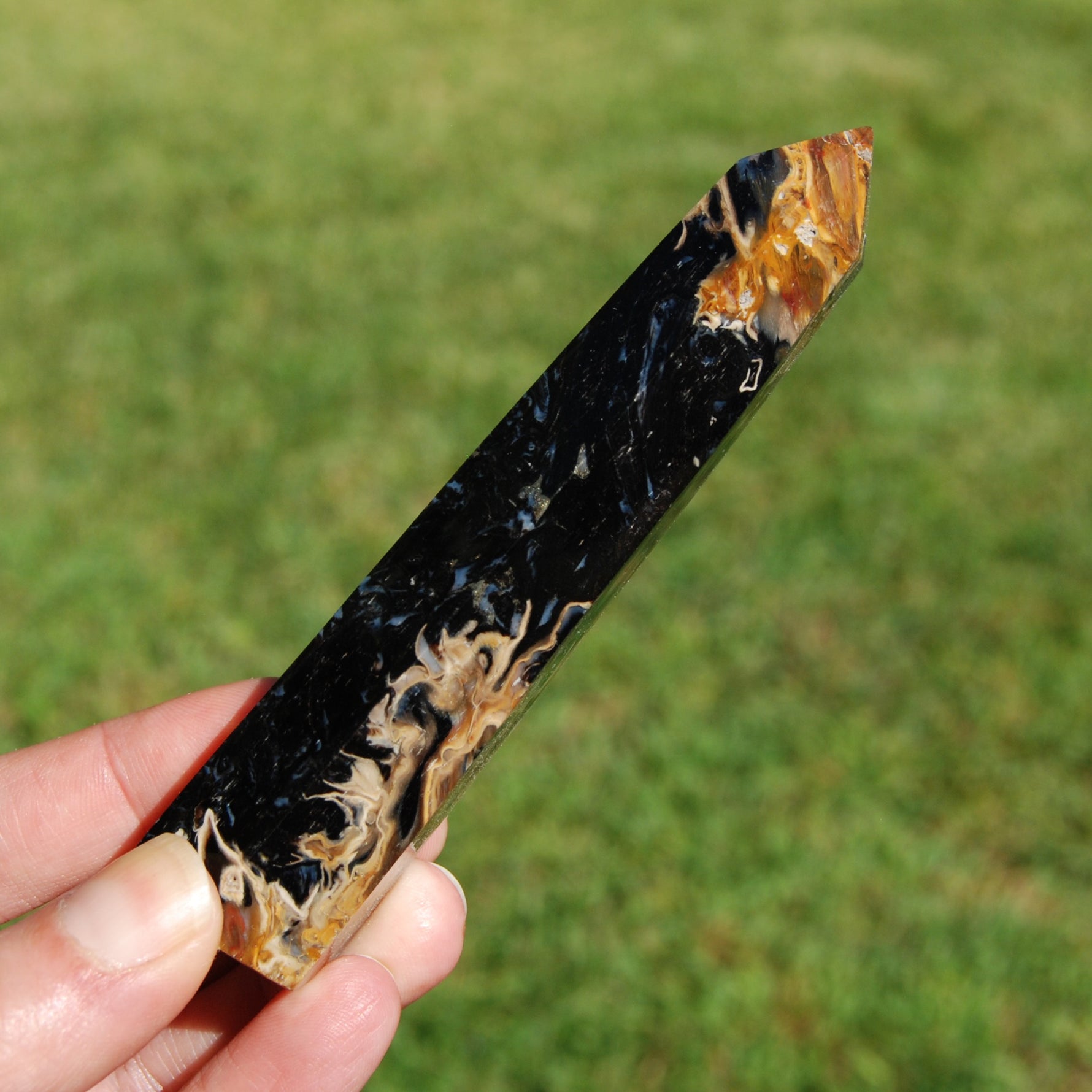 Fossilized Palm Root Crystal Tower