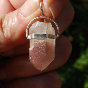 Record Keeper Pink Lithium Lemurian Crystal Pendant