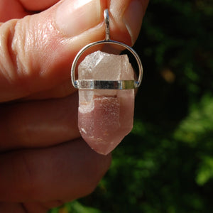 Record Keeper Pink Lithium Lemurian Crystal Pendant